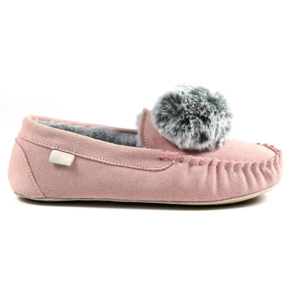 Damen Lunar Shoes Hausschuhe Für Damen | Mokassin*Bessie Rosa Wildleder-Slipper