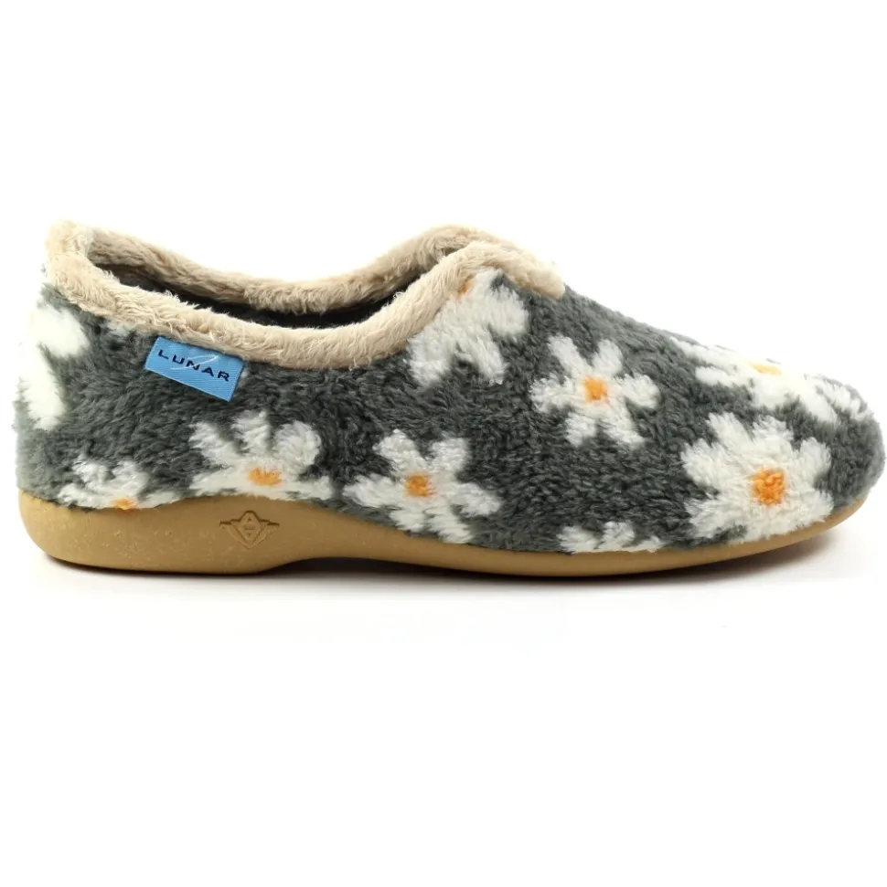 Lunar Shoes Mokassin*Daisy Grau Blumen Pantoffel