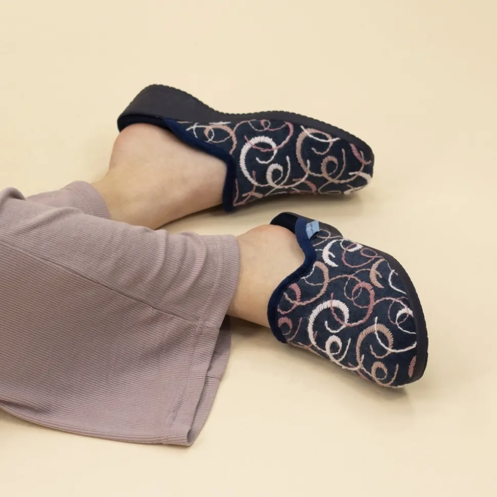 Lunar Shoes Hausschuh | Pantoletten*Erin II Marineblauer Mule-Slipper