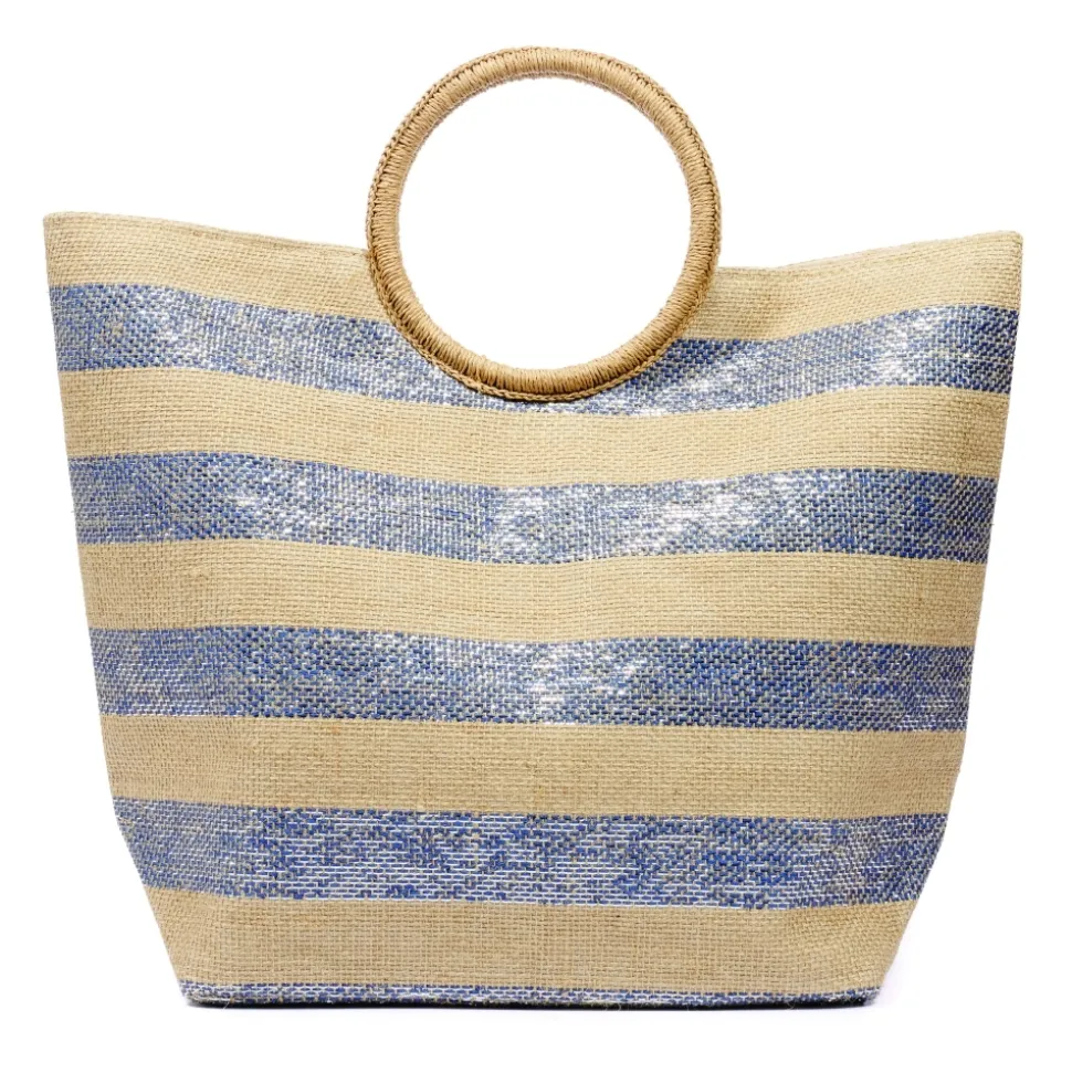Lunar Shoes Strand*Evie – Strandtasche Mit Blauen Streifen
