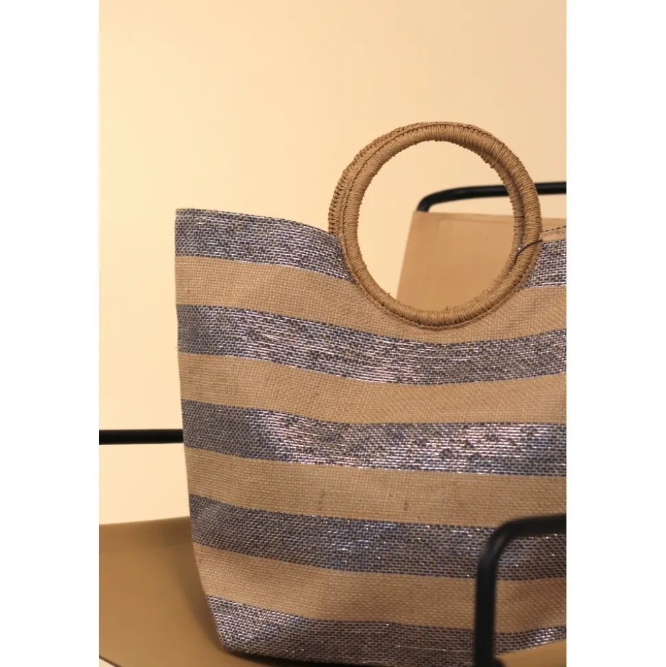 Lunar Shoes Strand*Evie – Strandtasche Mit Blauen Streifen