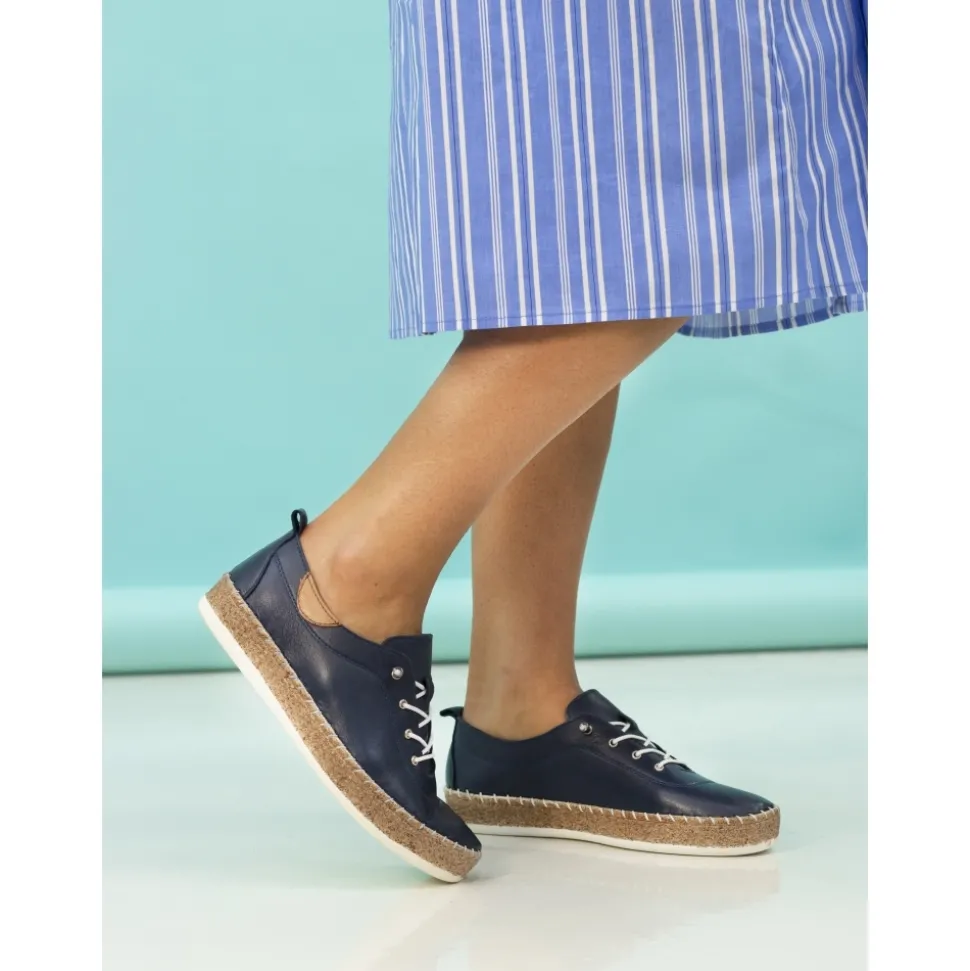 Lunar Shoes Halbschuhe | Flache Schuhe*Evie Marineblaue Leder-Plimsolls
