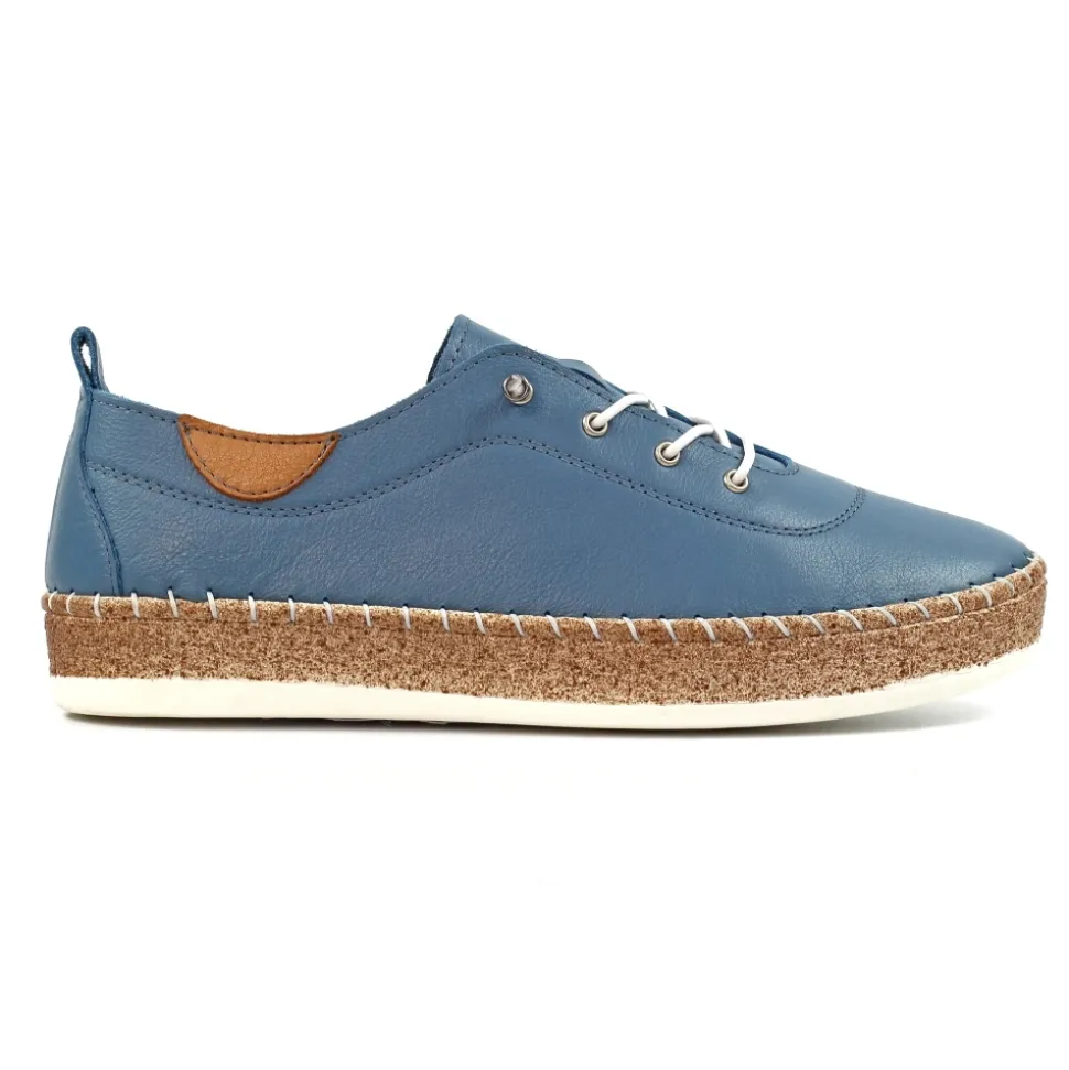 Lunar Shoes Halbschuhe | Flache Schuhe*Evie Mittelblaue Leder-Plimsolls