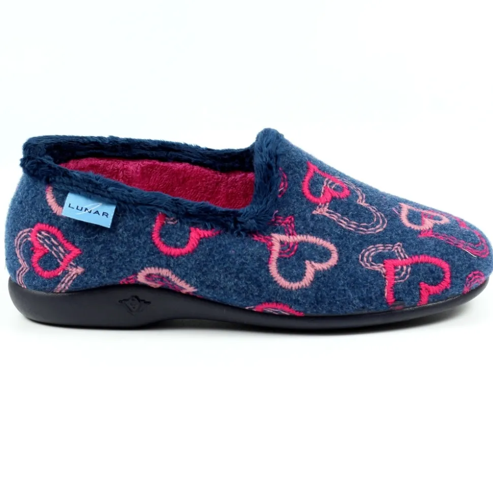Lunar Shoes Hausschuh*Fröhlicher blauer Herz-Hausschuh