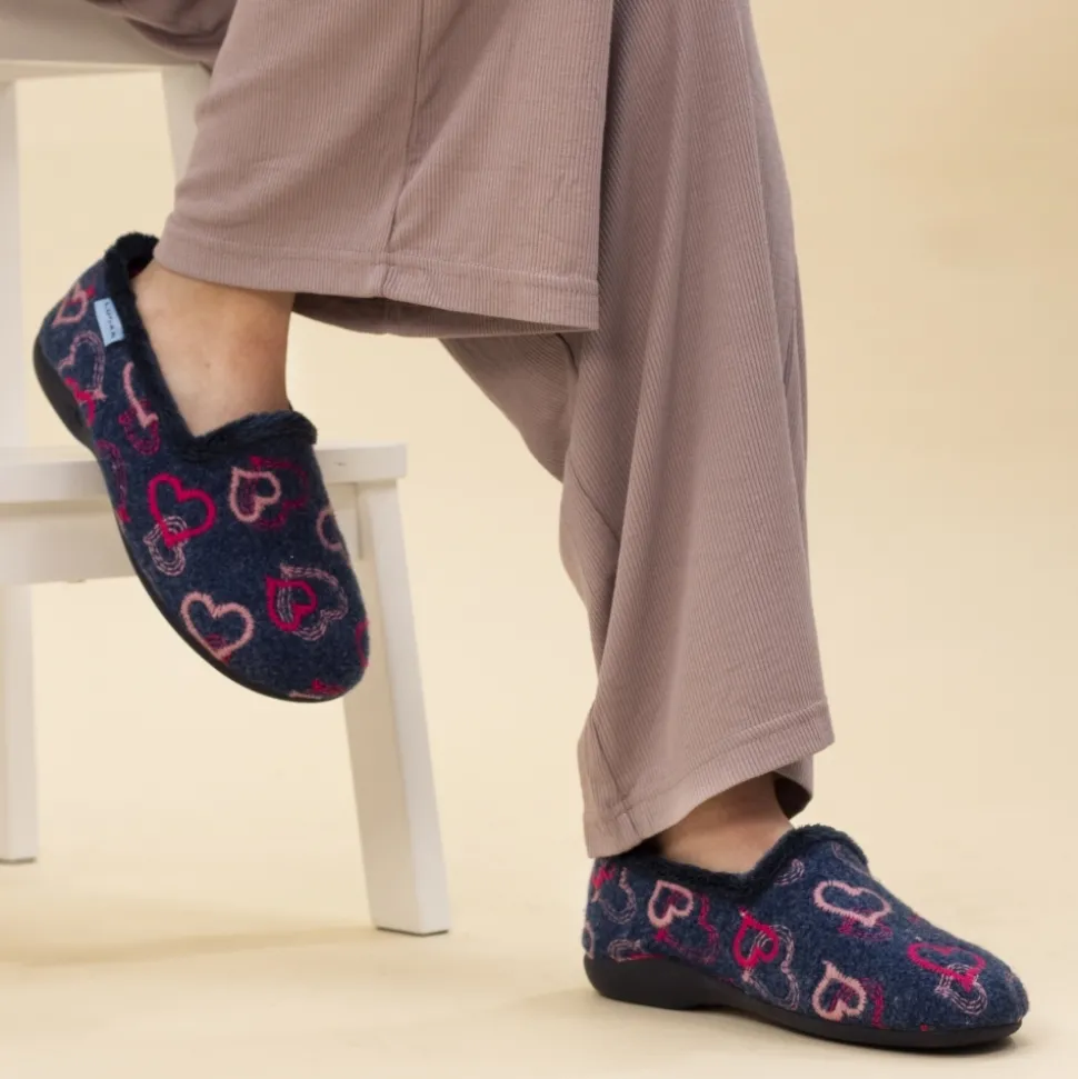 Lunar Shoes Hausschuh*Fröhlicher blauer Herz-Hausschuh