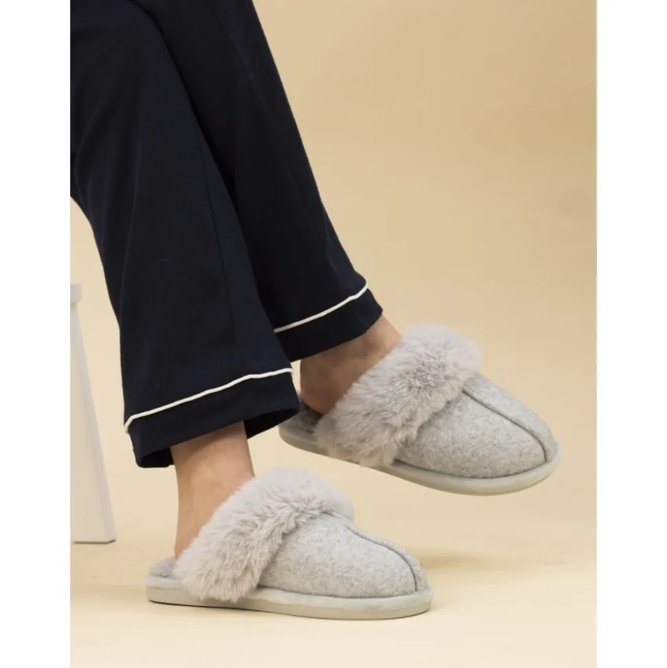 Lunar Shoes Hausschuhe In Geschenkbox | Hausschuh*Grauer Pantoffel „Carol“