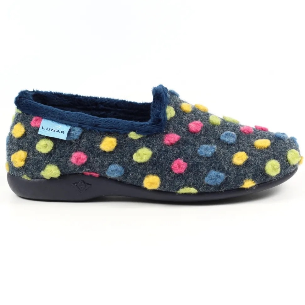 Lunar Shoes Pantoffel | Hausschuh*Helix Blau Gepunkteter Slipper