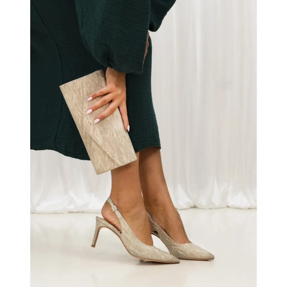 Lunar Shoes Schuhe Und Dazu Passende Taschen | High Heels*Janine Goldener Slingback-Absatz