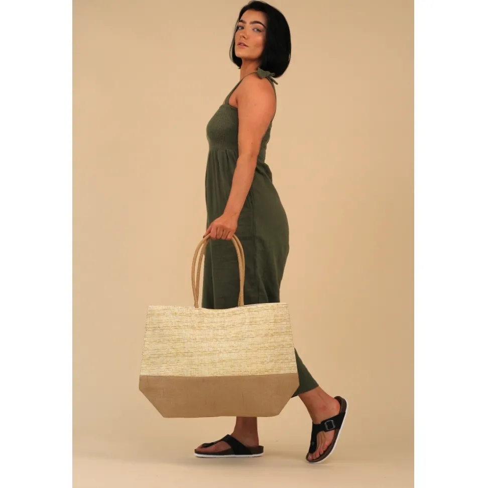 Lunar Shoes Strand*Joleen Beige Zweifarbige Strandtasche