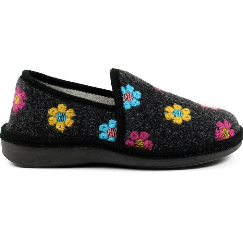 Lunar Shoes Hausschuh*Kelchblatt Schwarzer Pantoffel