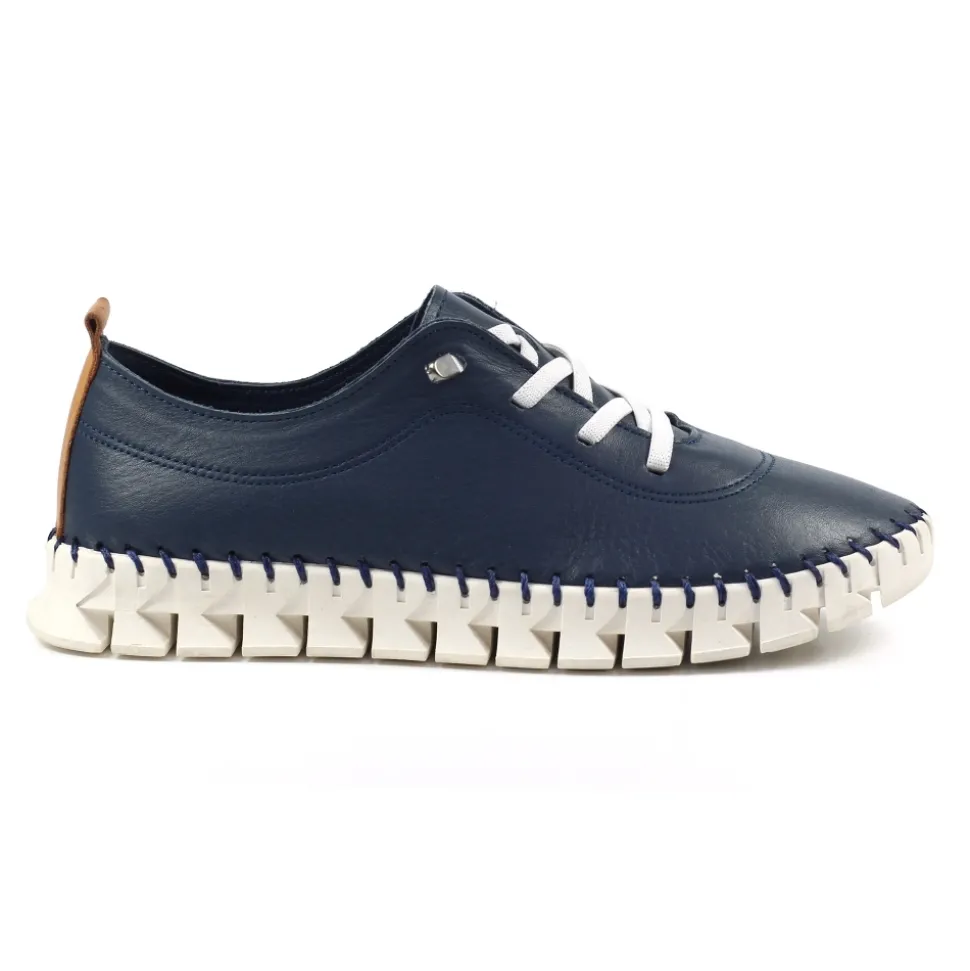 Lunar Shoes Sportschuhe | Halbschuhe*Marineblaue Leder-Plimsolls Von St Austell