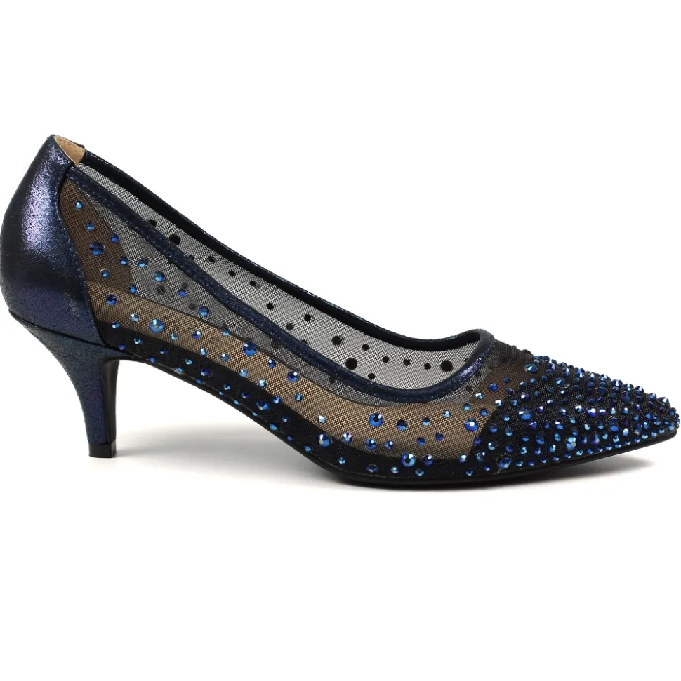 Lunar Shoes Schuhe Und Dazu Passende Taschen | Pumps*Marineblauer Kitten Heel „Alisha“ Mit Schmucksteinen