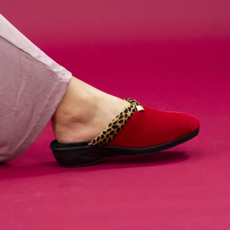 Lunar Shoes Hausschuh | Pantoletten*Michelle Roter Ozelot-Slipper