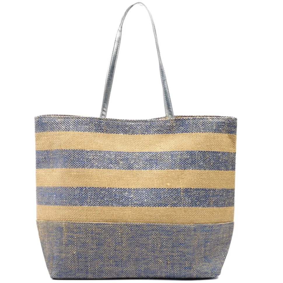 Lunar Shoes Strand*Nisha – Strandtasche Mit Bunten Blauen Streifen