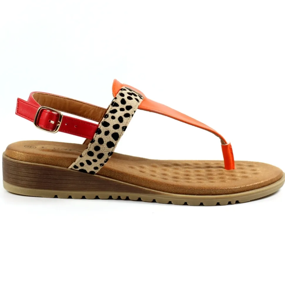 Lunar Shoes Zehensteg | Keilabsätze*Orangefarbene Sandale „Gina“