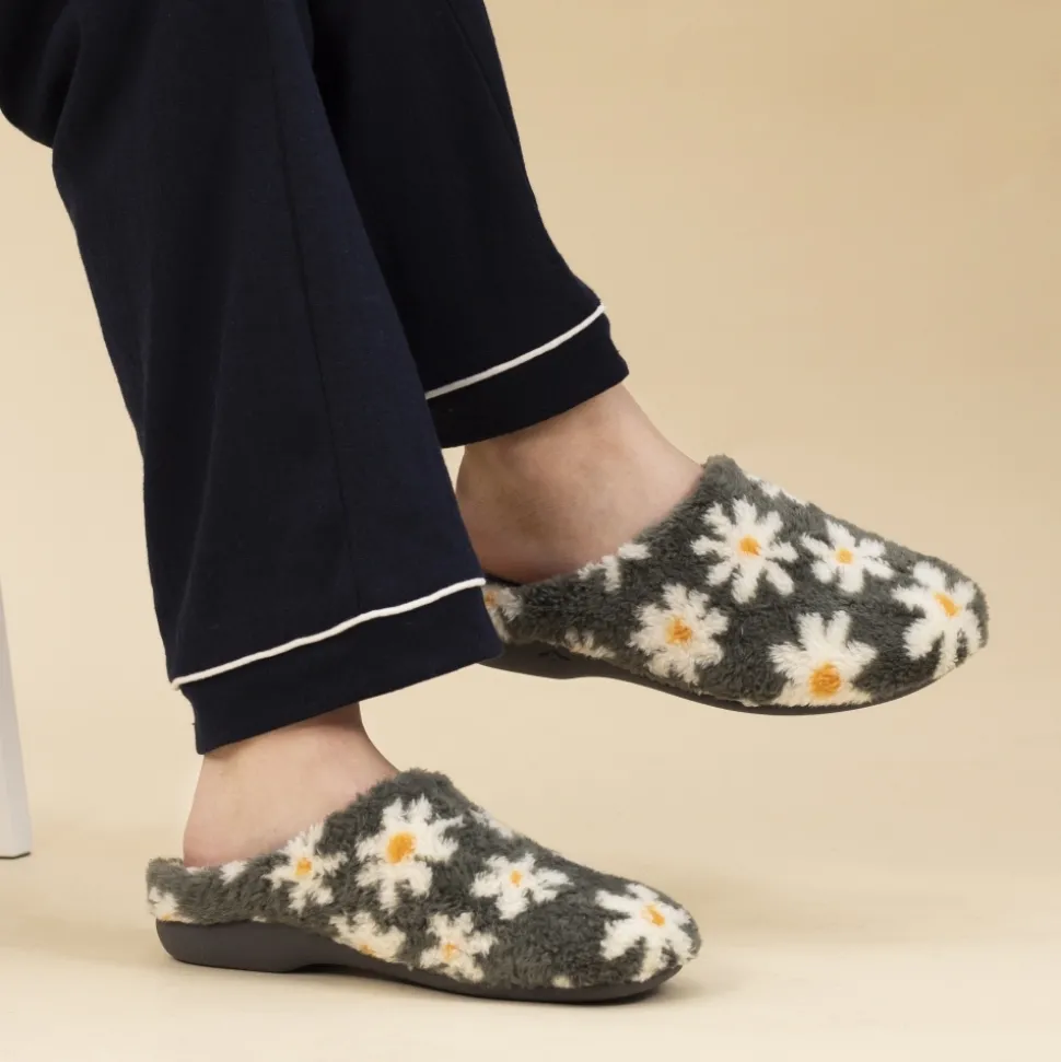 Lunar Shoes Hausschuh | Pantoletten*Plumeria-grauer Slipper