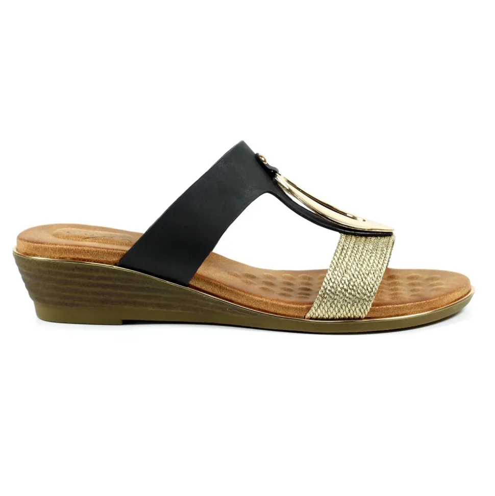 Lunar Shoes Pantoletten | Keilabsätze*Porto Schwarze Keilsandale