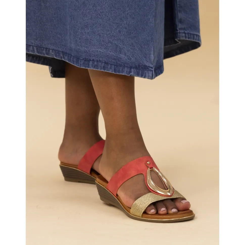 Lunar Shoes Pantoletten | Keilabsätze*Porto-Keilsandalette Aus Koralle
