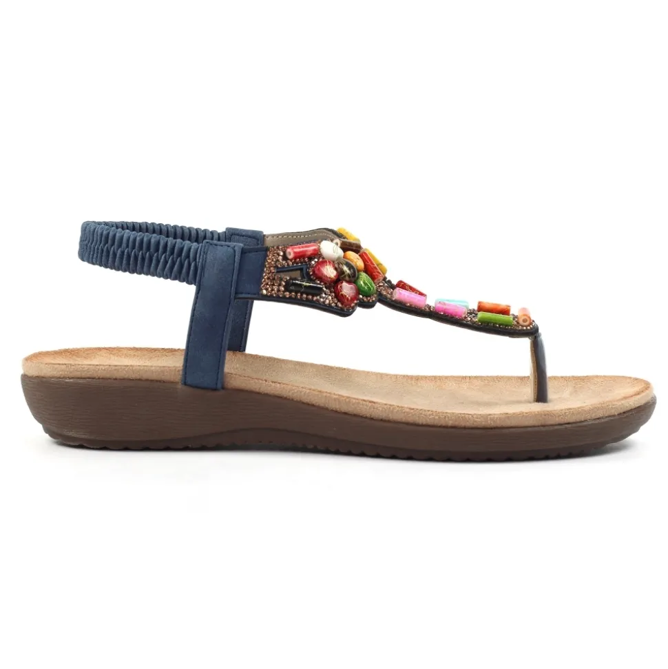 Lunar Shoes Elastisch | Zehensteg*Rachel Blaue Sandale