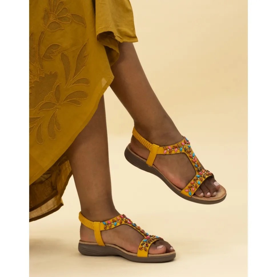 Lunar Shoes Elastisch*Ravello Senf Sandale