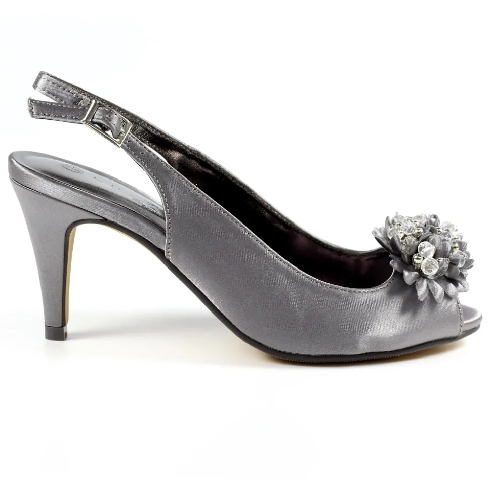 Lunar Shoes Schuhe Und Dazu Passende Taschen | Pumps*Sabrina Slingback-Pumps Aus Dunkelgrauem Satin