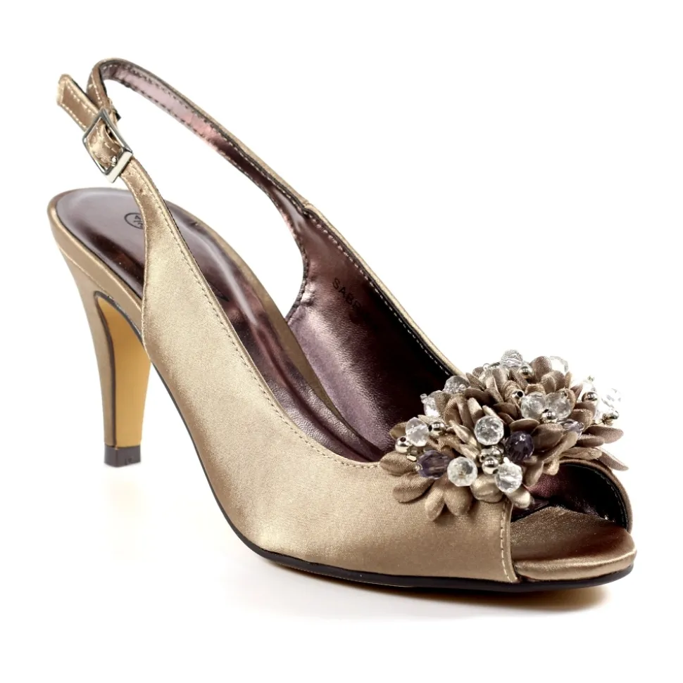 Lunar Shoes Schuhe Und Dazu Passende Taschen | Pumps*Sabrina Slingback-Pumps Aus Satin In Taupe