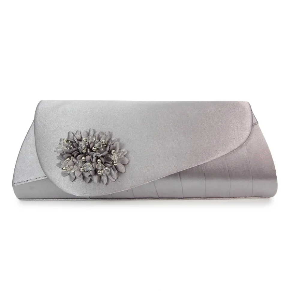 Lunar Shoes Schuhe Und Dazu Passende Taschen | Clutch*Sabrina Tasche Aus Dunkelgrauem Satin Mit Blumenmuster