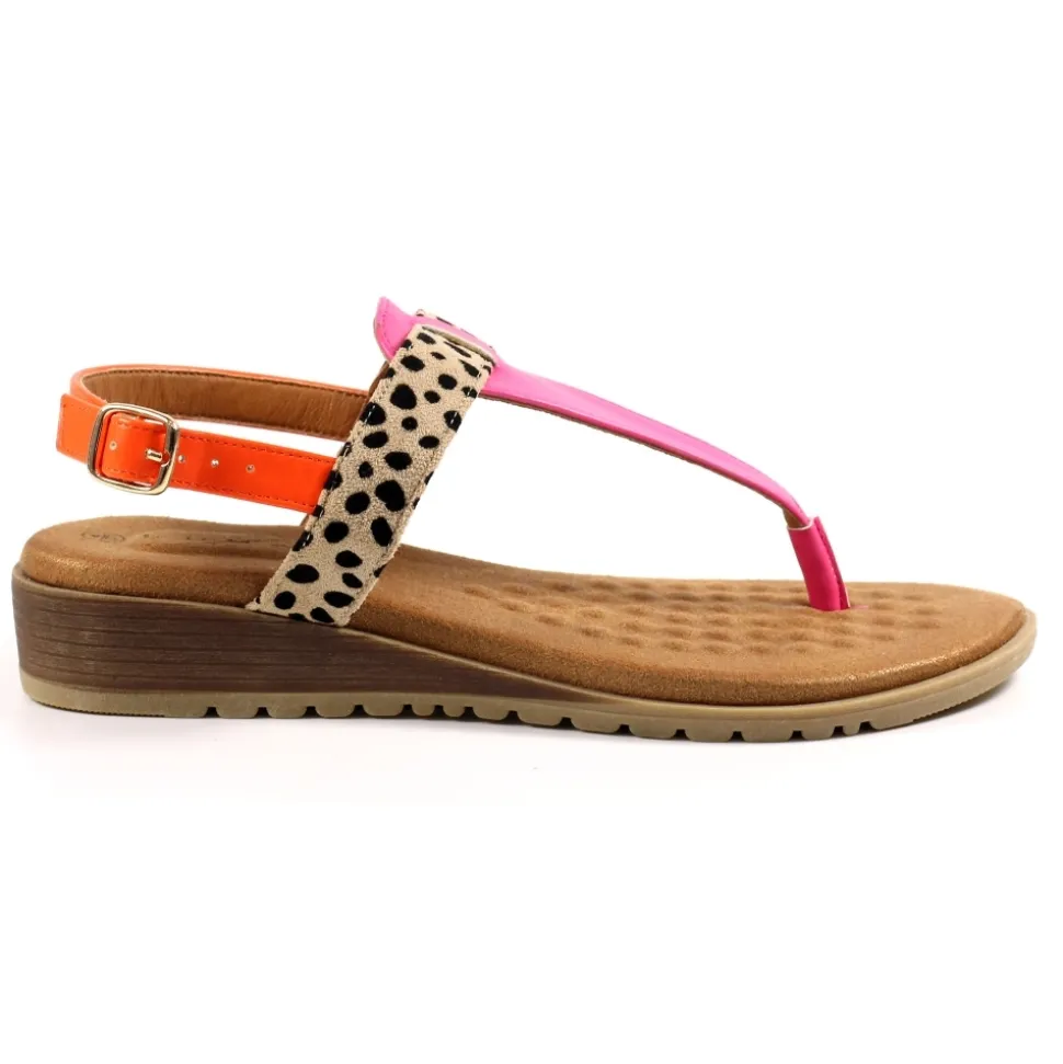 Lunar Shoes Zehensteg | Keilabsätze*Sandale „Gina“ In Fuchsie