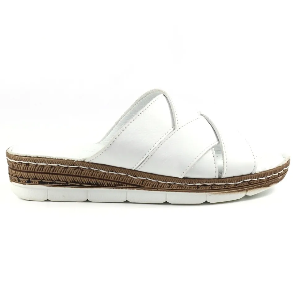 Lunar Shoes Pantoletten | Keilabsätze*Sandale „Gwen“ Aus Weißem Leder