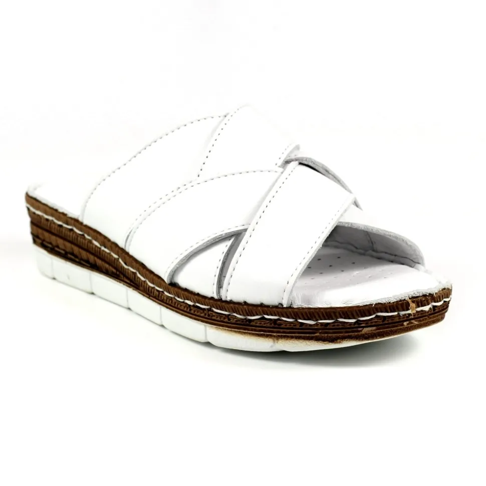 Lunar Shoes Pantoletten | Keilabsätze*Sandale „Gwen“ Aus Weißem Leder