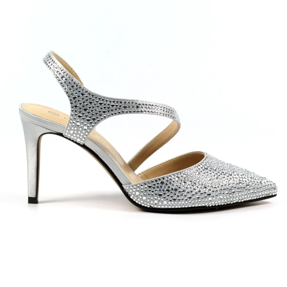 Lunar Shoes Schuhe Und Dazu Passende Taschen | High Heels*Silberner Slingback-Schuh „Catalina“.