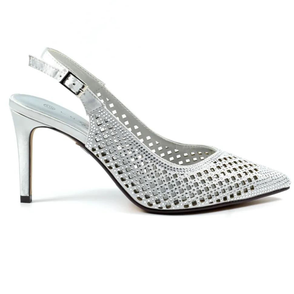 Lunar Shoes Schuhe Und Dazu Passende Taschen | High Heels*Silberner Slingback-Schuh von Jai