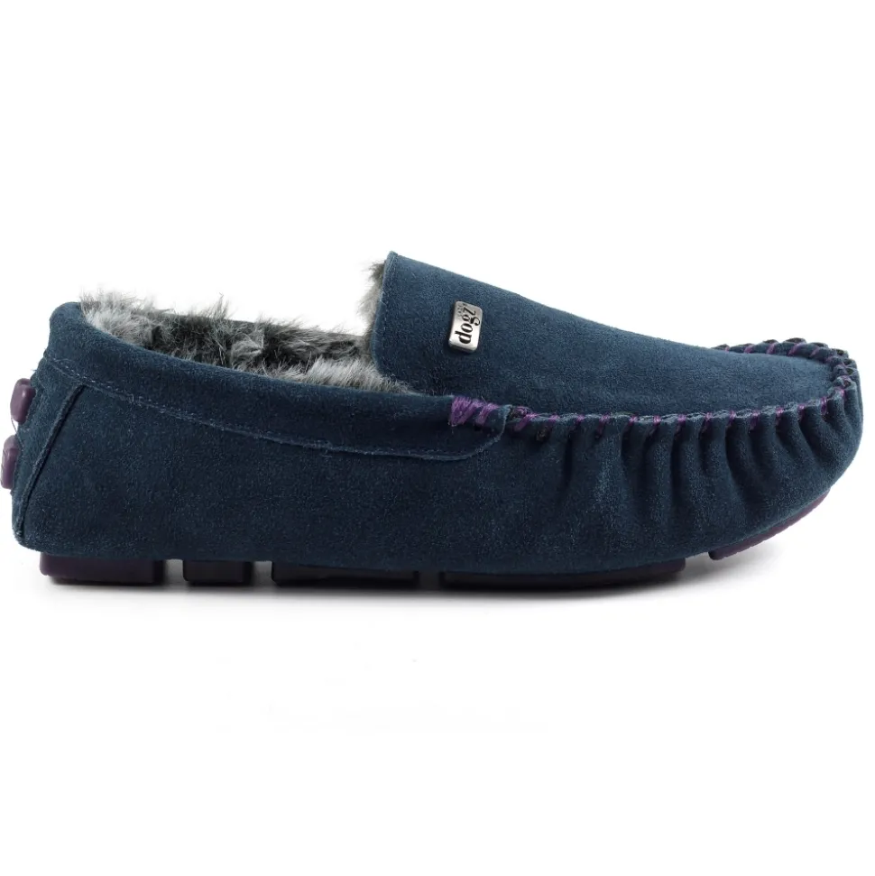Damen Lunar Shoes Herren Hausschuhe | Hausschuhe Für Damen*Slipper „Percy II“ aus blauem Wildleder