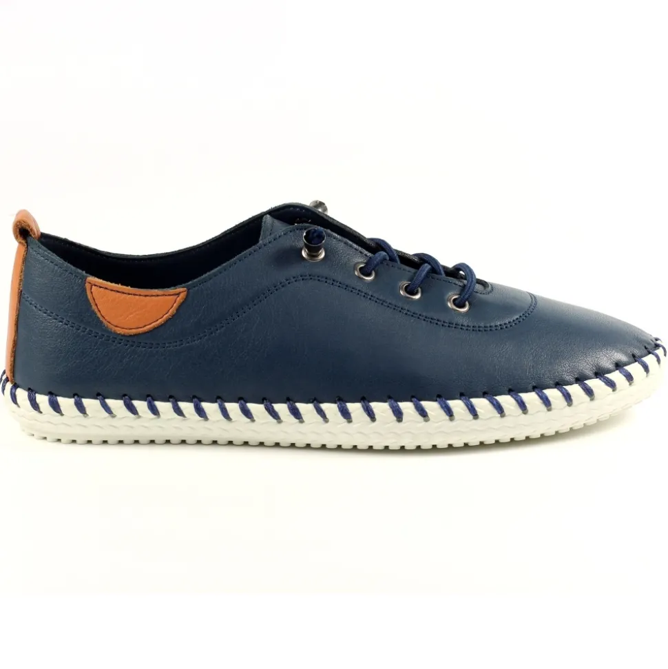 Lunar Shoes Sportschuhe | Halbschuhe*St. Ives – Leinenschuhe Aus Blauem Leder