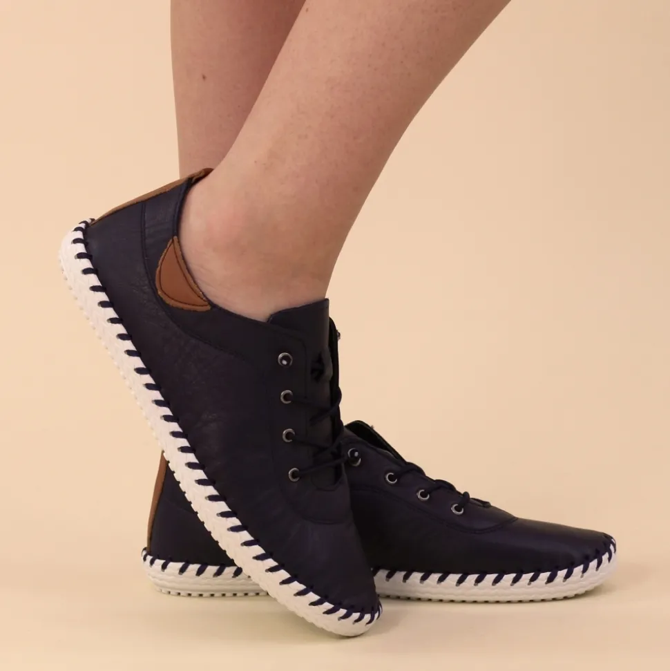 Lunar Shoes Sportschuhe | Halbschuhe*St. Ives – Leinenschuhe Aus Blauem Leder