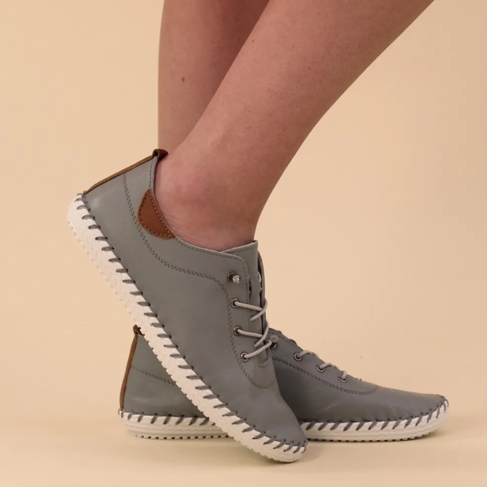 Lunar Shoes Sportschuhe | Halbschuhe*St. Ives – Leinenschuhe Aus Grauem Leder