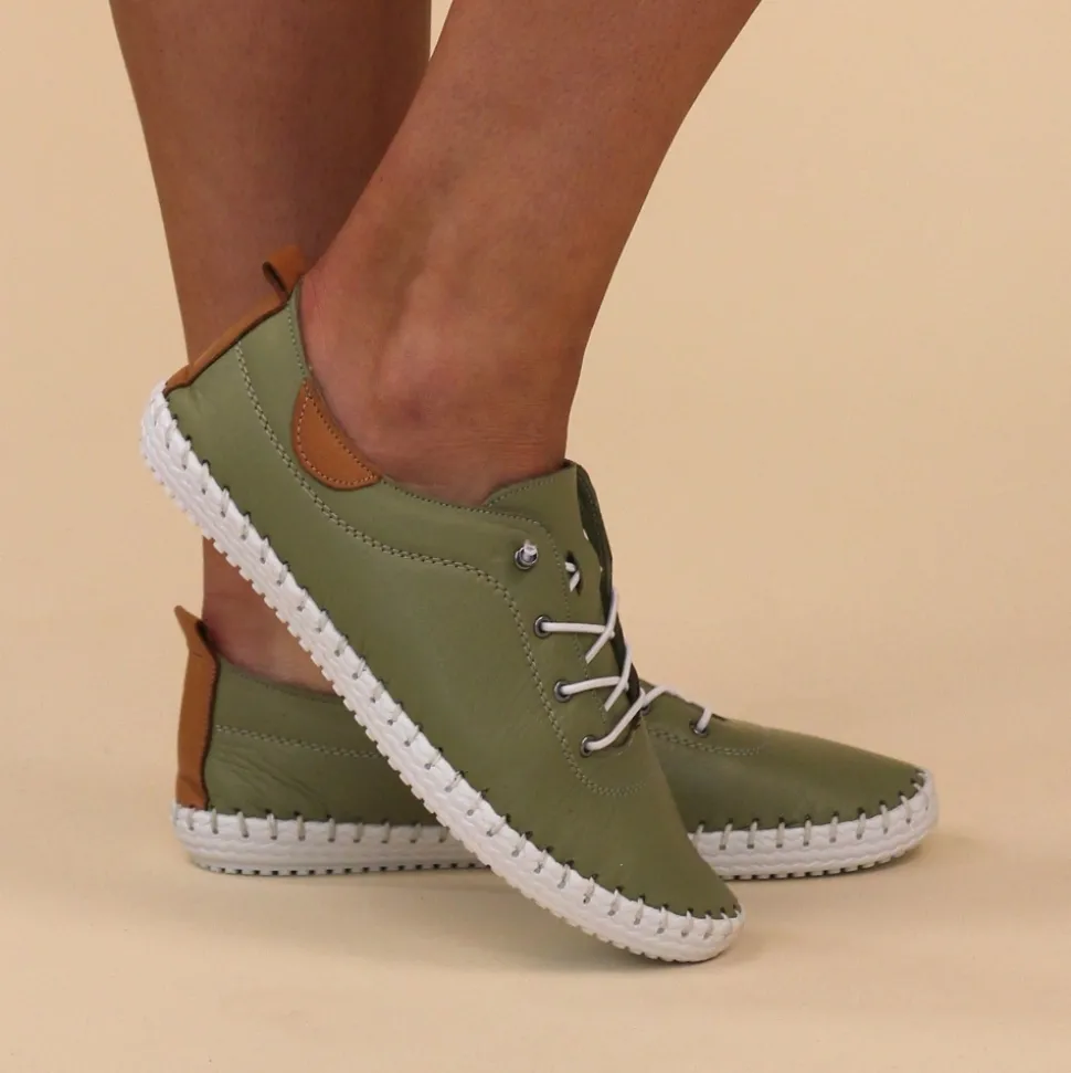 Lunar Shoes Sportschuhe | Flache Schuhe*St Ives – Leinenschuhe Aus Khakifarbenem Leder