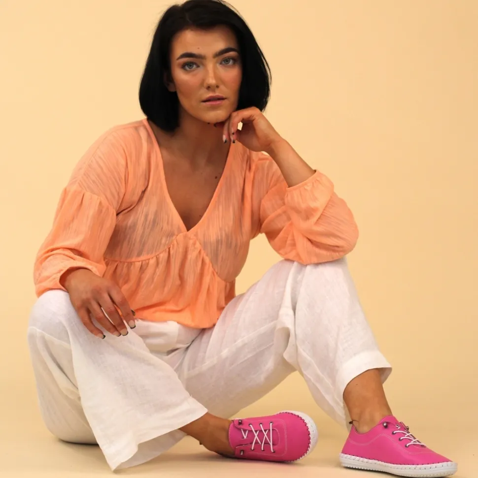 Lunar Shoes Sportschuhe | Halbschuhe*St. Ives – Leinenschuhe Aus Pinkfarbenem Leder