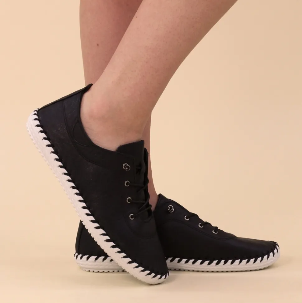 Lunar Shoes Sportschuhe | Halbschuhe*St. Ives – Leinenschuhe Aus Schwarzem Leder