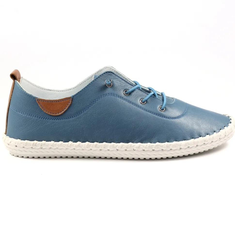 Lunar Shoes Sportschuhe | Halbschuhe*St. Ives – Mittelblaue Leinenschuhe Aus Leder