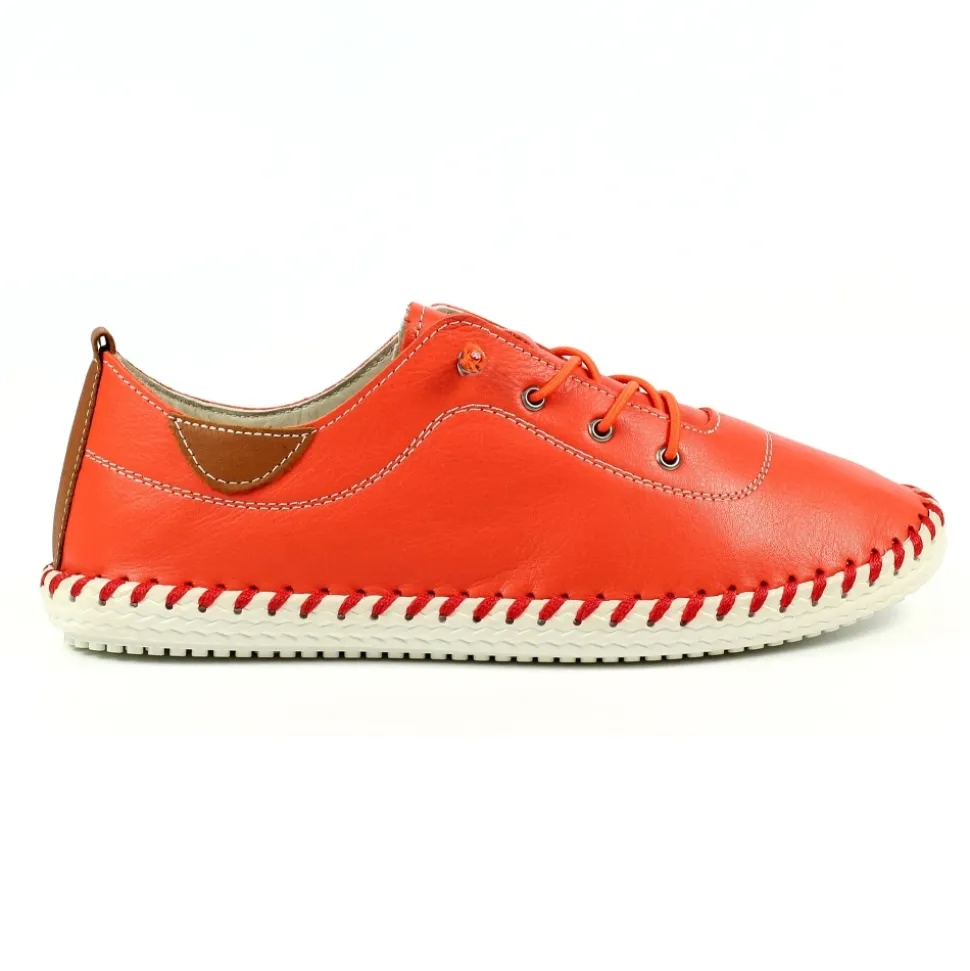 Lunar Shoes Sportschuhe | Halbschuhe*St. Ives – Orangefarbene Leinenschuhe Aus Leder