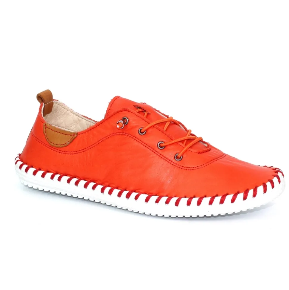 Lunar Shoes Sportschuhe | Halbschuhe*St. Ives – Orangefarbene Leinenschuhe Aus Leder