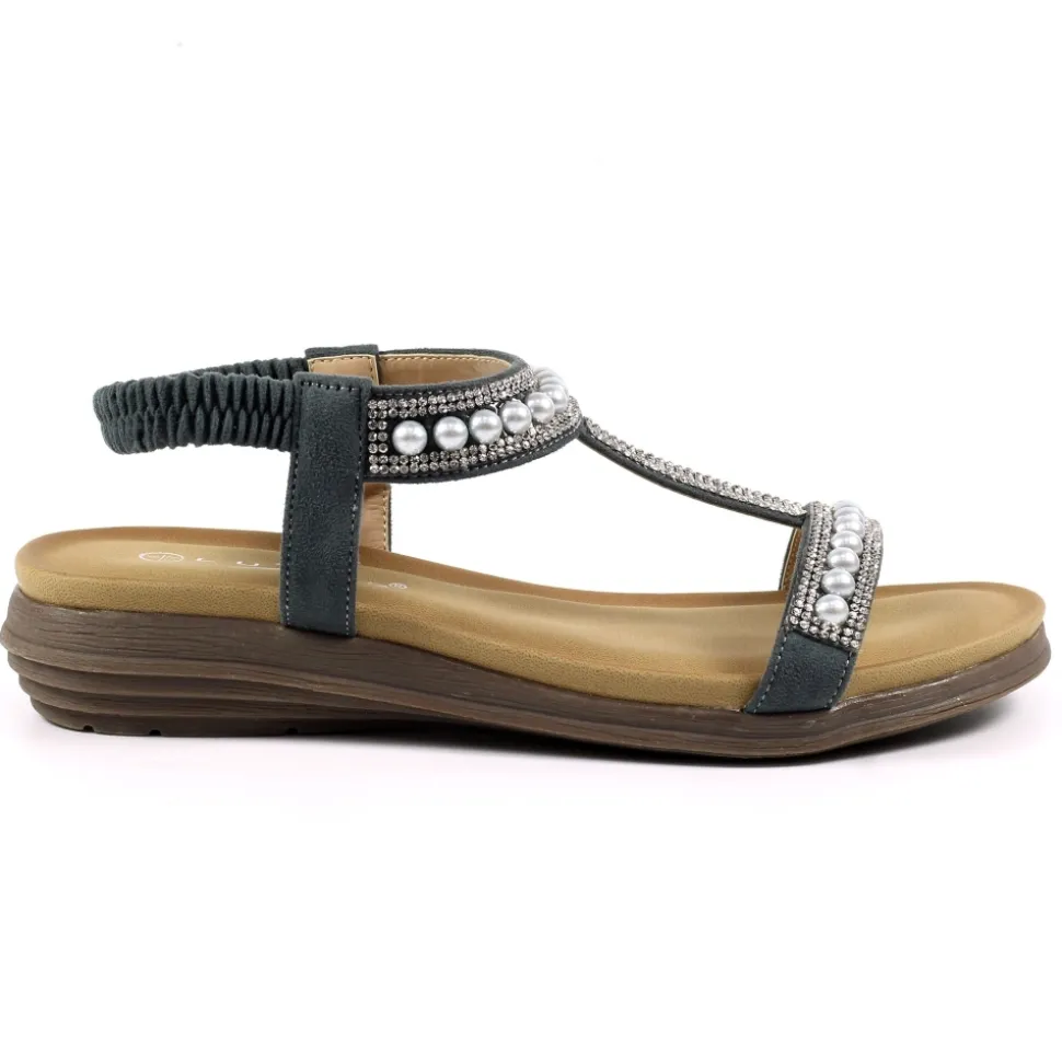 Lunar Shoes Elastisch | T-steg*Tancy Graue Perlensandale