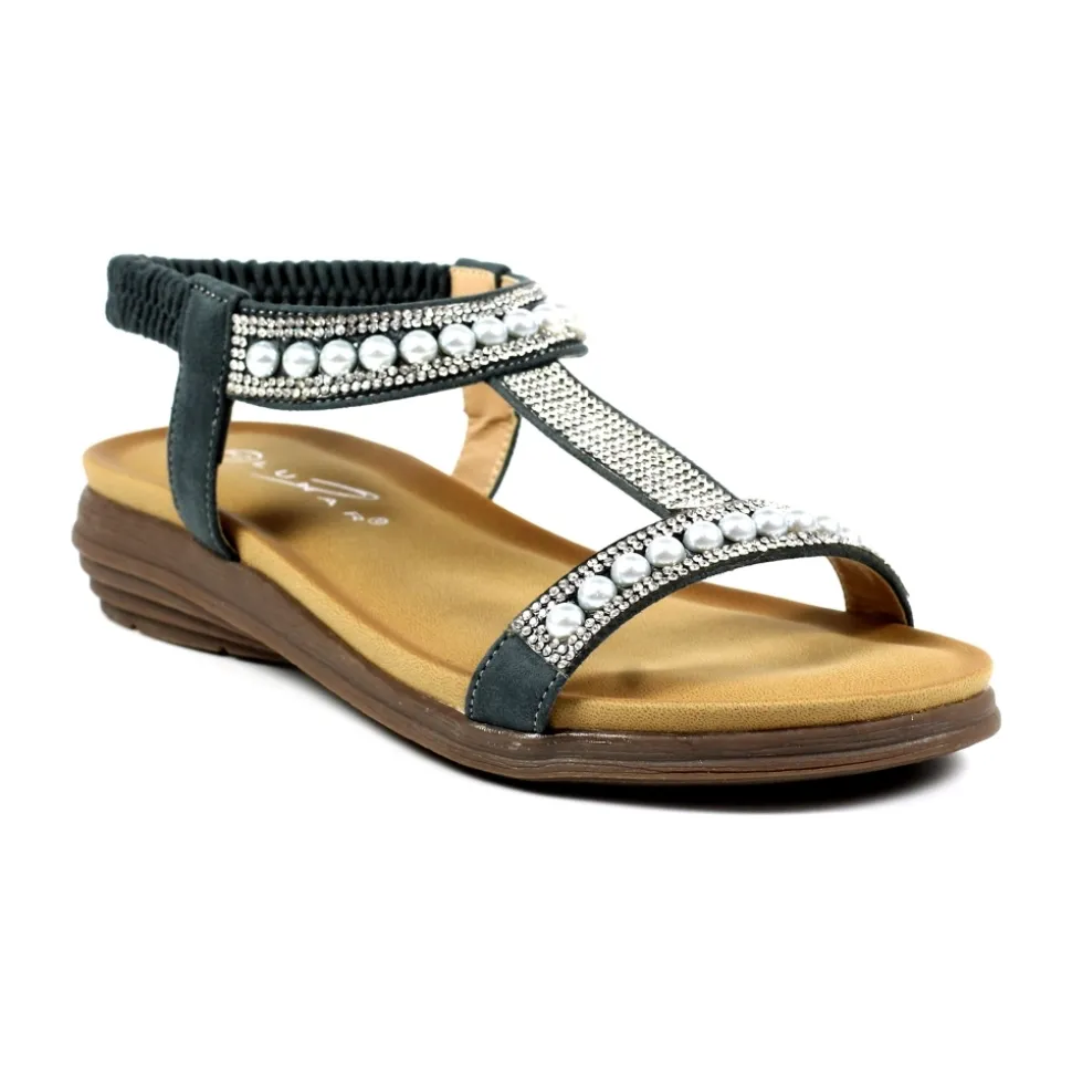 Lunar Shoes Elastisch | T-steg*Tancy Graue Perlensandale