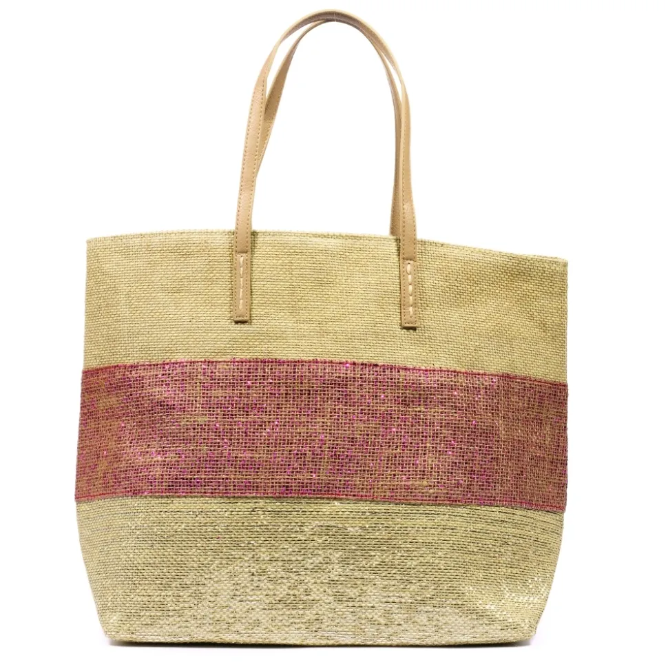Lunar Shoes Strand*Verena – Strandtasche Mit Rosa Streifen