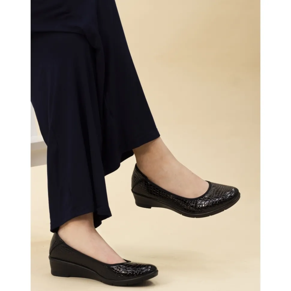 Lunar Shoes Bequeme Schuhe | Keilabsätze*Winnie, Schwarzer Keilschuh